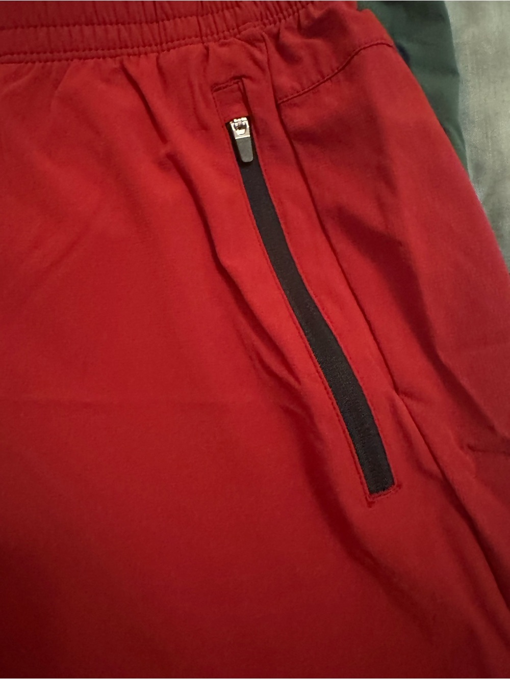 all in motion Red and Green Men's Athletic Shorts with Zip Pockets - Picture 4 of 7